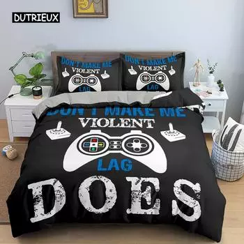 Game Controller Duvet Cover Gamer Printing Bedding Set Duvet Cover for Boys Teens Room Decorations Cartoon Colorful Game Theme US Queen(228x228cm)