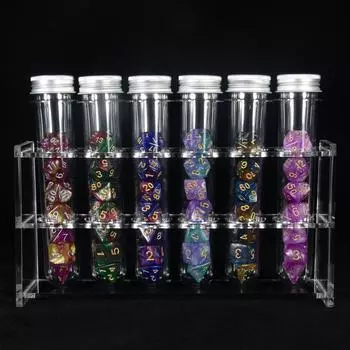 Game Dice Set 42pcs Multi-sieds Dice for DND Role Playing Game Board Game,as Game Gift, 6 Sets Dices with 6pcs Tube, 1pc Tube Rack