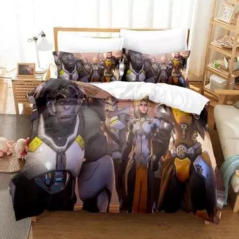 Game Overwatch 2 Invasion Bedding Set Single Twin Full Queen King Size Bed Set Adult Boys Bedroom Duvet cover Sets New Anime EU single(135x200cm)