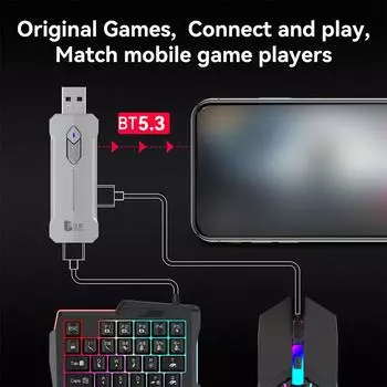GAMWING X8/x8 Pro клавиатура и мышь конвертер высокая чувствительность BT5.3 мобильный для Android/Harmon W8K9 white-x8 pro