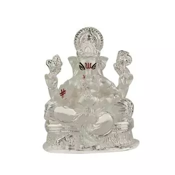 Ganesha Idol for Home Decor Showpiece Statue of Lord Ganesha for Tabletop Murti for Puja Room, Festival Gift Ganpati Figurine for Prosperity серебряный