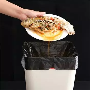 Мусорный мешок Drawstring бытовой толстый портативный с ручкой для подъема пластиковых пакетов для использования в офисе 5 rolls [60 PCS] чёрный