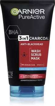 Garnier Pure Active Masque Noir Pour Le Visage Contre Les Points Noirs Et L’acn, Avec Du Charbon Actif 3 En 1 TU прозрачный