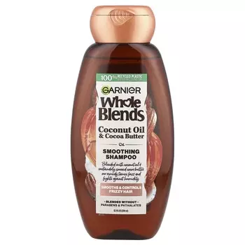 Garnier, Whole Blends, разглаживающий шампунь с кокосовым маслом и маслом какао, 12,5 жидких унций (370 мл)