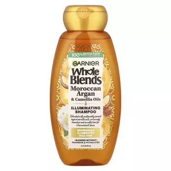 Garnier, Whole Blends, шампунь для придания блеска, экстракт марокканского арганового масла и масла камелии, 12,5 жидких унций (370 мл)