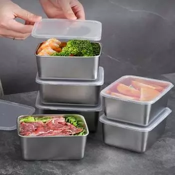 Гарнир для тушеного мяса с крышкой из нержавеющей стали, дизайн с изогнутыми краями, стабильное размещение, студенческий бенто, поднос для обеда