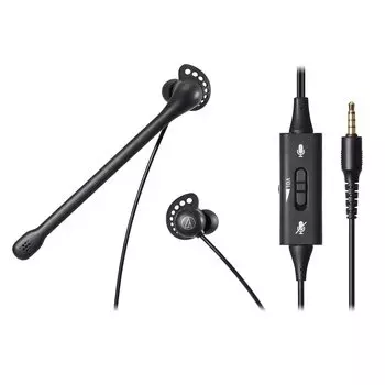 Гарнитура Audio Technica BK Inner Ear с микрофоном и шумоподавлением, кабель для ручного контроллера ATH-202COM для ПК/PS4/PS5/Switch/Xbox One/3,5 мм