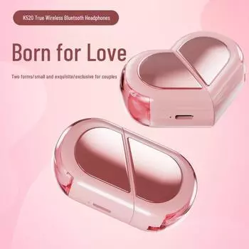 Гарнитура Bluetooth TWS K520 в форме сердца — деформируемая, компактная, со стереозвуком чёрный