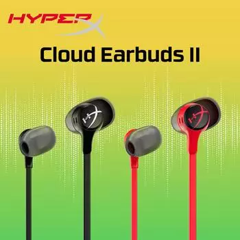 Гарнитура HyperX Cloud Earbuds II 2, разъем 3,5 мм, проводная гарнитура, динамики 14 мм, жесткий чехол для переноски, разъем 90°, встроенный микрофон, ПК, мобильный телефон, Nintendo Switch красный