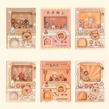 Gashapon Mahines Small Notepad Shaking Square Writing Pad Interesting Capybara Notebook Office style 1-random 1pc
