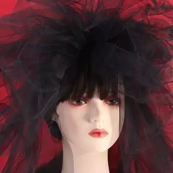 Gauze Gothic Bridal Tulle Multi Layer Black Wedding Veil Bridal Veil with Hair Comb Proposal чёрный