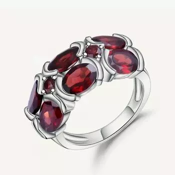 Gb уникальный дизайн 6.13ct натуральный гранат кольцо с драгоценным камнем стерлингового серебра 925 пробы кольцо Моны Лизы для женщин свадебное кольцо 7