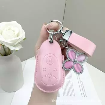 Geely Star Wish 2024 Симпатичный чехол для ключа: Кожаная геометрическая пряжка для бесплатной версии Exploration round buckle зелёный