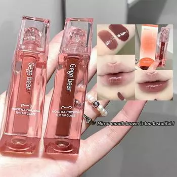 Gege Bear Mirror Lip Gloss Увлажняющая стеклянная помада Стойкий цвет для губ