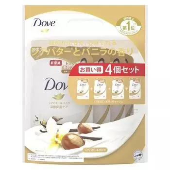 Гель для душа Dove с маслом ши и ванилью, сменный блок 340 г x 4 Мыло для тела с тонким, сладким, расслабляющим ароматом масла ши и ванили (содержит аромат)