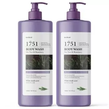 Гель для душа Margent Tea Tree & Rosemary, большой емкости, белый мускус, 1,5 л, 2 шт.