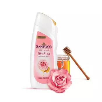 Гель для душа Santoor Blushing Skin, 230 мл, обогащен индийской дикой розой и гималайским медом, без мыла, без парабенов, pH-сбалансированный гель для душа