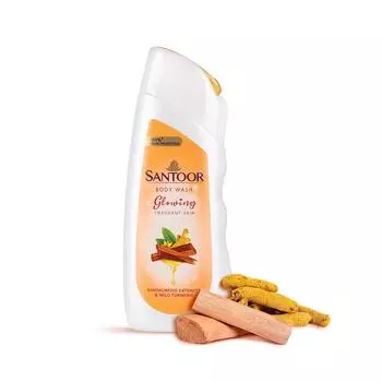 Гель для душа Santoor Glowing Skin, обогащенный экстрактами сандалового дерева и дикой куркумы, без мыла и парабенов, pH-сбалансированный гель для душа, 230 мл