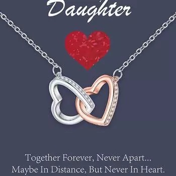 GemChic Women s Pendant Necklace Double Loop Love Necklace Heart Shape Collarbone Chain Birthday Christmas Jewelry Gift