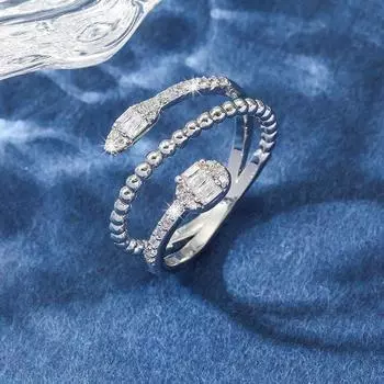 GemChic Women s Ring Personalized Geometric Embed Zircon Opening Ring Female Trendy Index Finger Ring Birthday Christmas Jewelry Gift серебряный