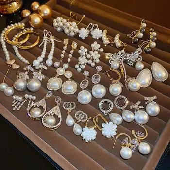 GemChic женские серьги, модные серьги-гвоздики с иглой, вставки из циркона, имитация жемчуга, геометрические серьги, универсальные украшения на день рождения, Рождество, подарок
