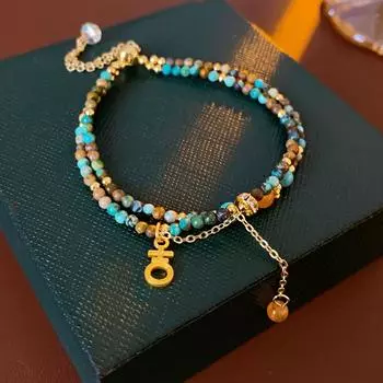 GemChic женский этнический многослойный цветной каменный браслет-цепочка из сплава классический ретро-подарок на день рождения, Рождество