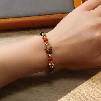GemChic женский этнический плетеный браслет из агата и бусин из сплава классическая ретро регулируемая цепочка на день рождения рождественский подарок на день рождения