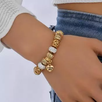 GemChic женский изысканный сплав полые бусины горный хрусталь браслет классический этнический эластичная цепочка на день рождения рождественский подарок ювелирные изделия