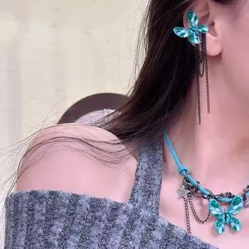 GemChic женское разноцветное кожаное ожерелье из макарон с бабочкой и звездой, ожерелье, серьги-клипсы, комплект из двух предметов, подарок на день рождения, Рождество