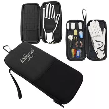 Generic golf pouch Waterproof storage capacity Prevents deformation Glove Golf tee ball 2 pieces Black with carabiner