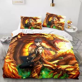 Genshin Impact Bedding Set Single Twin Full Queen King Size Game Anime Bed Set Aldult Kid Bedroom Duvetcover Sets 3D Print Anime 70x133cm 2pcs