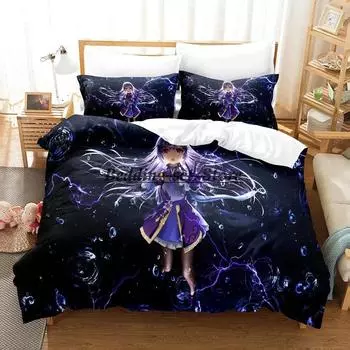 Genshin Impact Game Bedding Set Single Twin Full Queen King Size Bed Set Aldult Kid Bedroom Duvetcover Sets Anime Bed Sheet Set 70x133cm 2pcs