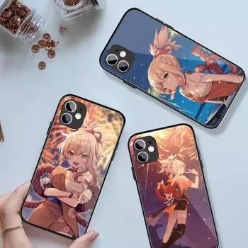 Чехол для телефона Genshin Impact Yoimiya для iPhone 14 13 12 11 XS X 8 7 6 Plus Mini Pro Max SE 2022 черный чехол для телефона из поликарбоната и термополиуретана iPhone 14