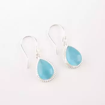 Genuine Blue Cat s Eye Gemstone 925 Solid Silver Jewelry Handmade Earrings 1.40 EE-9-42
