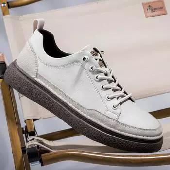 Genuine Leather Business Formal Shoes Cow Leather Soft Men Casual Shoe British Style Man Outdoor Sneakers Comfy Treking Footwear 35 чёрный