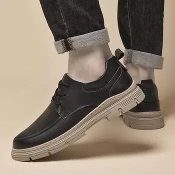 Genuine Leather casual men s leather shoes Classic minimalist style Leisure Daily Business office quality comfortable shoes -45 37 чёрный