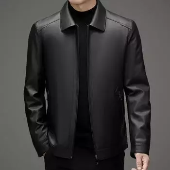 Genuine leather down jacket men s winter sheepskin thickened men s leather jacket middle-aged dad warm leather jacket 170