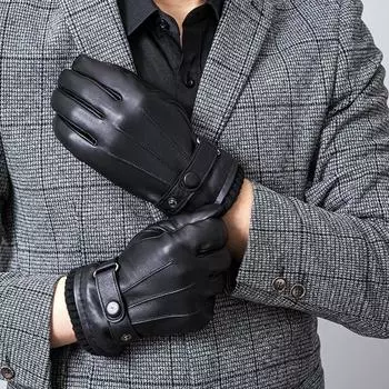 Genuine Leather Gloves Men s Gloves Men s Fleece Warm Sheepskin Gloves Winter Labor Protection Gift Leather Gloves r M Size