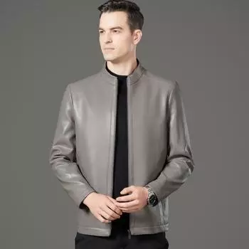 Genuine leather jacket for men, autumn and winter down sheepskin jacket, middle-aged dad wear, men s casual leather jacket 170
