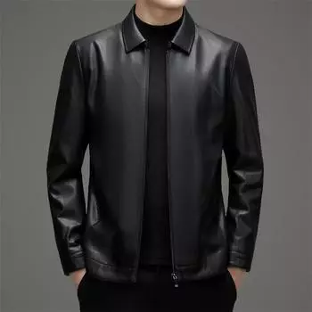Genuine leather jacket for men, sheepskin, middle-aged and elderly leather jacket, large size middle-aged jacket 170