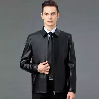 Genuine leather jacket for men spring and autumn new middle-aged business casual sheepskin leather jacket 170