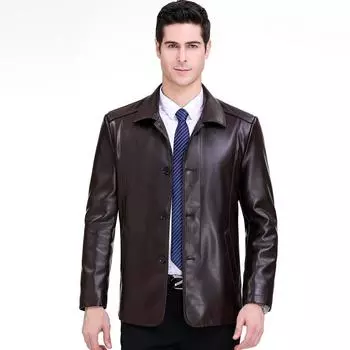 Genuine leather jacket men s spring and autumn velvet middle-aged men s casual sheepskin jacket 170