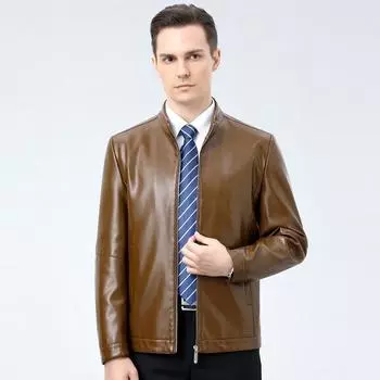 Genuine leather jacket men s spring new fashion casual sheepskin jacket stand collar dad jacket men 170