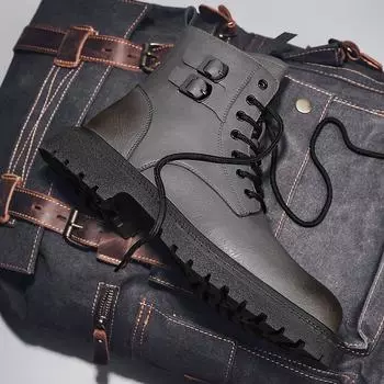 Genuine Leather Men Boots Fashion High Top Motorcycle Boots High Quality Mens Ankle Boots Winter New Casual shoes Male Footwear 38
