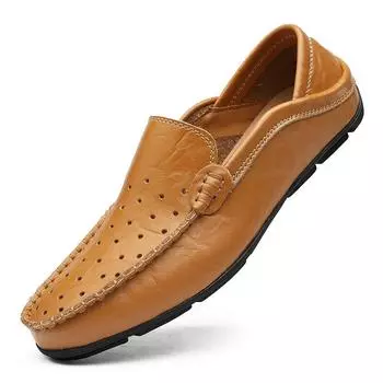 Genuine Leather Men Casual Shoes 2024 Luxury Brand Men Loafers Moccasins Light Breathable Slip on Boat Shoes Zapatos Hombre 37