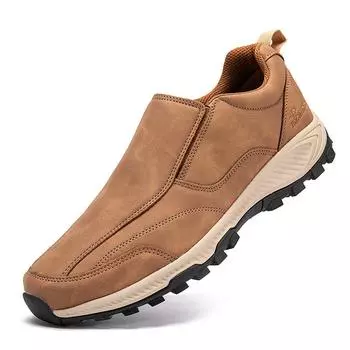 Genuine Leather Men Lightweight Outdoor Walking Shoes Flats Leisure Work Loafers Men s Casual Hiking Trainers Jogging Sneakers 39 чёрный
