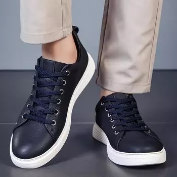 Genuine leather men s board shoes Classic minimalist design style Office and driving Daily Office Business Party Quality shoes 37 синий