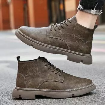 Genuine Leather Men s Boots High Quality Warm Plush Fur Winter Shoes Men Casual Footwear Ankle Boots Non-Slip Motorcycle Boots 38
