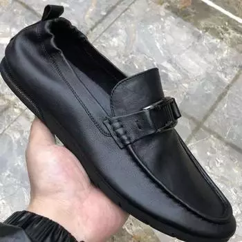 Genuine Leather Men s Casual Leather Shoes 2024 Spring/Autumn New Loafers Man Designer Shoes Men Slip-On 38 коричневый