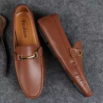 Genuine Leather Men s Casual Shoes Italian High Quality Loafers Handmade Comfortable Driving Shoes Mocassin Slip-on Formal Shoes 38 чёрный